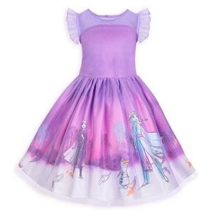 Disney Store Frozen Girls Fancy Party Dress Purple Elsa Anna Olaf Ice Princess
